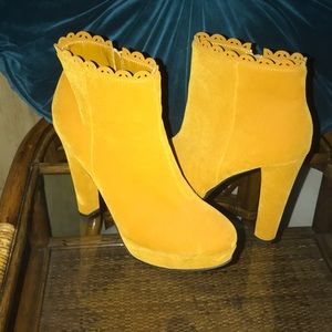 Mustard platform booties